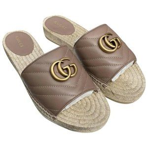 🚫SOLD🚫New! Gucci Taupe Marmont GG Logo Espadrille Sandals- Size 38/ 8 US